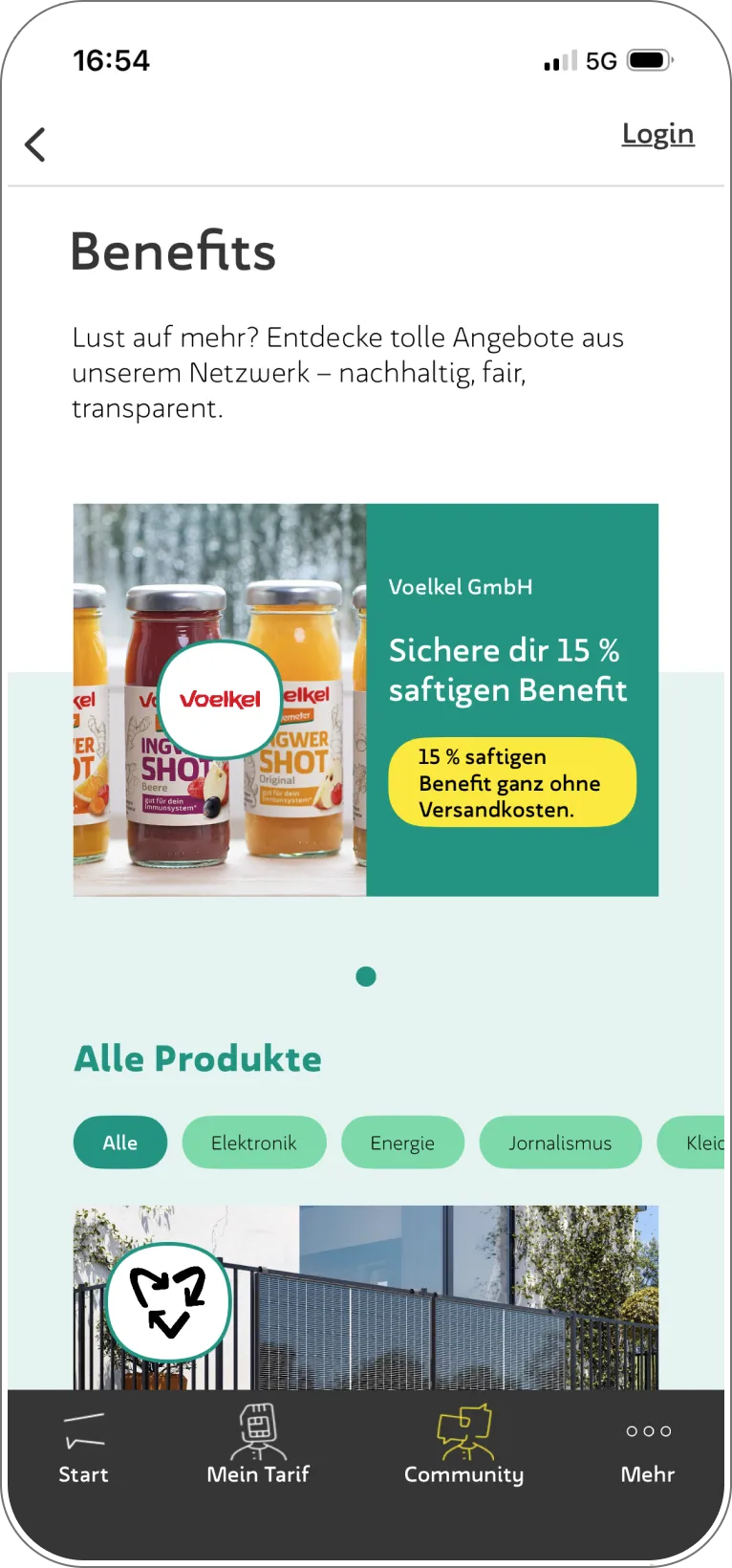 Benefits-Seite mit Partnerangeboten und Rabattaktionen